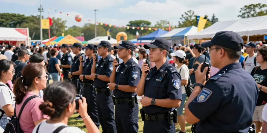 Event Security team ensuring safety at a local community festival, trusted provider in action.